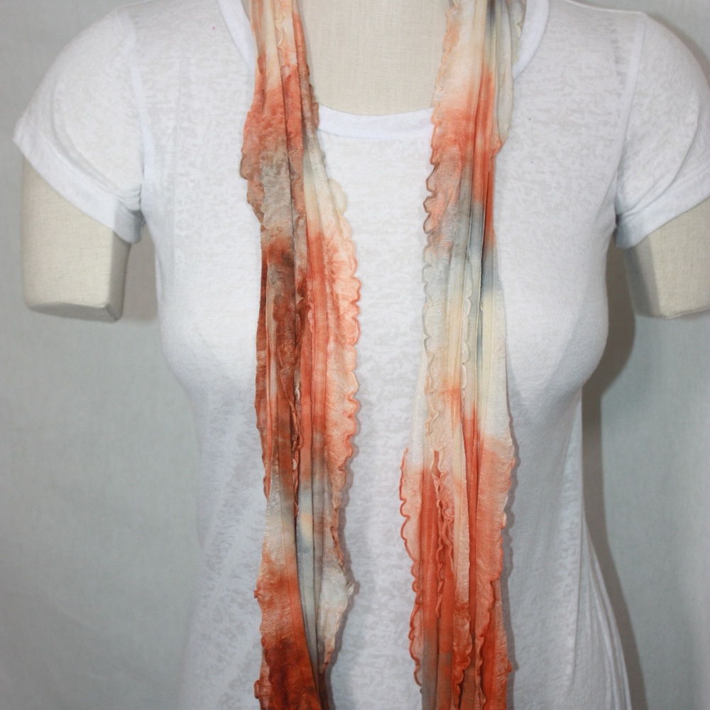 Orange Solid & Patterned Flutter Scarf Accessory - Picture 5 of 8